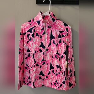 Lilly Pulitzer size XS Skipper Popover in Via Amor flamingos